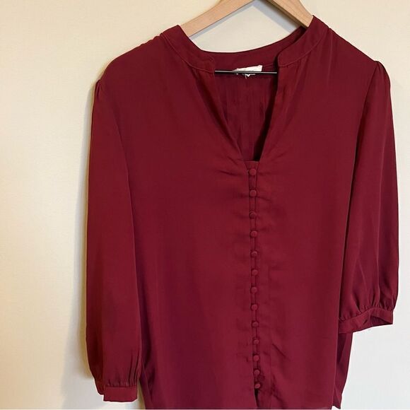 Everly Merlot button front blouse - Picture 2 of 10